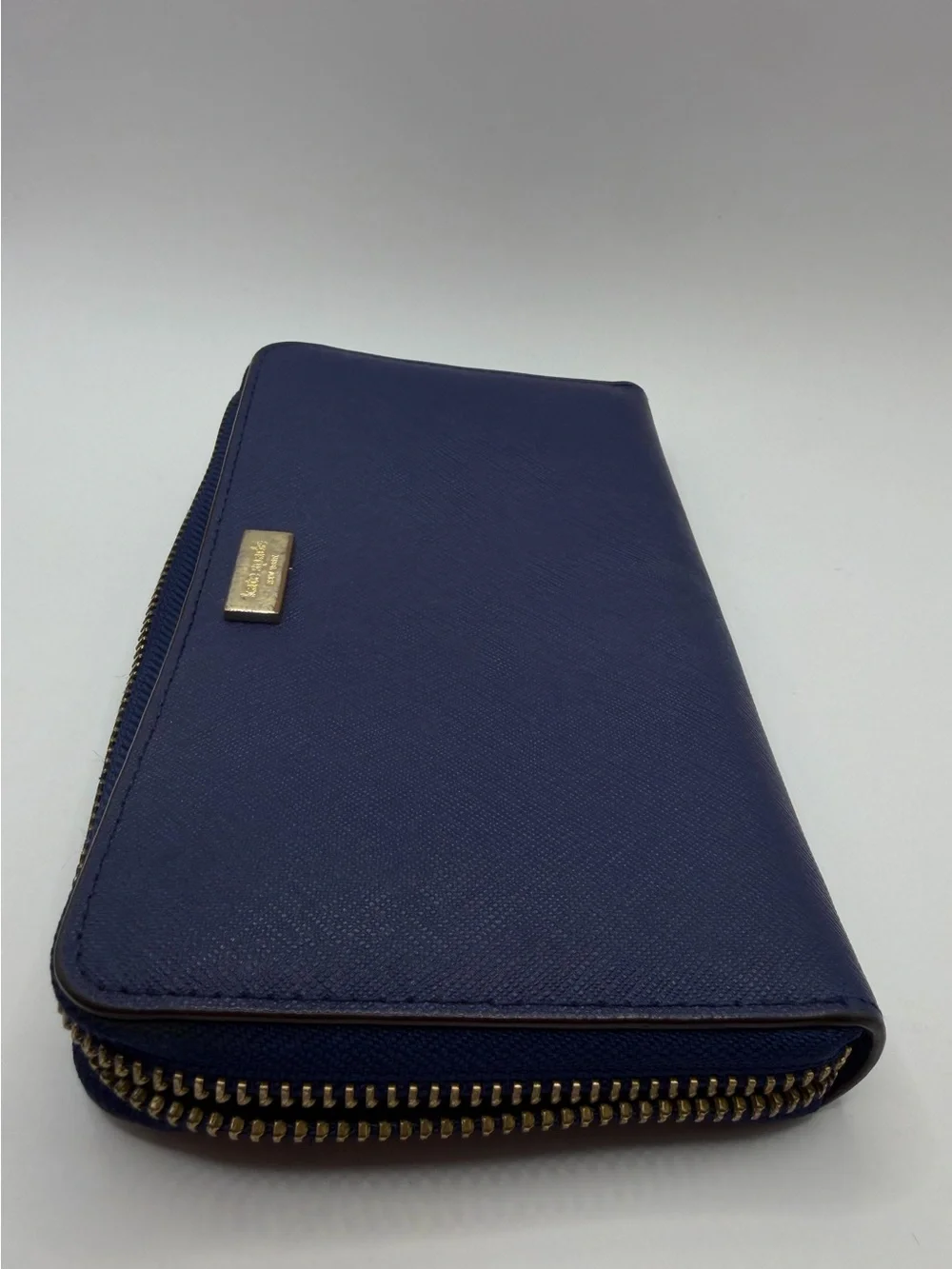Kate Spade leather large travel wallet blue zip-around organizer dark blue